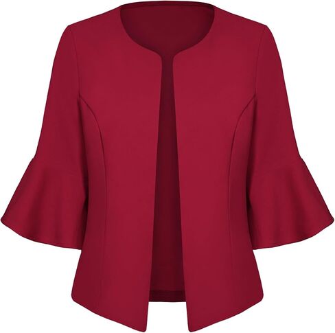 السترة المزروعة للنساء غير الرسمي الأنيقة المفتوحة السترة السترة السترة السترة 3/4 الأكمام سترة سترة كارديجان in Kuwait