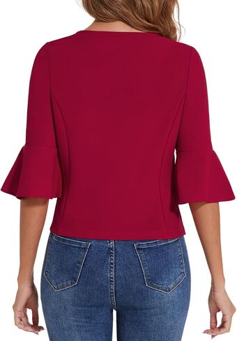 السترة المزروعة للنساء غير الرسمي الأنيقة المفتوحة السترة السترة السترة السترة 3/4 الأكمام سترة سترة كارديجان in Kuwait