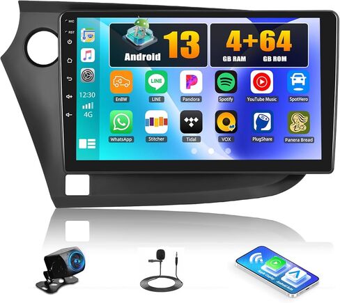 ستيريو لراديو السيارة لـ Honda Insight 2009-2014 ، Android 13 2+64g Carplay Android Auto ، 9 بوصات شاشة لراديو GPS WiFi Bluetooth FM/RDS EQ SWC Dual USB/Aux-in in Kuwait