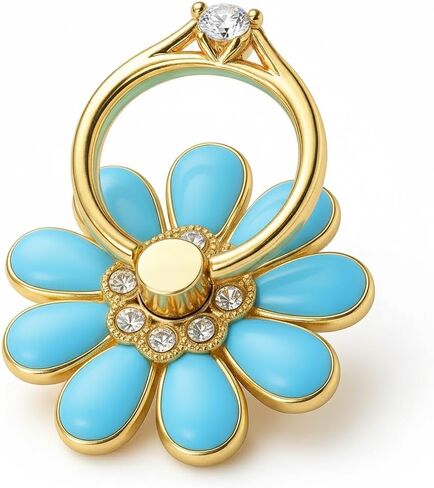 NXVX Daisy Phone Ring Holder – Nine-Petal White Flower Grip, 360° Rotating Finger Ring & Kickstand, Rhinestone Bling, Strong 3M Adhesive, Fits iPhone & Android in Saudi Arabia