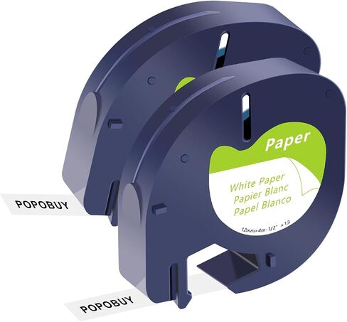 2 PK متوافق مع dymo letratag تعبئة 91335 الأزرق البلاستيك صانع الملصقات الشريط S0721650 ، 12 مم × 4M (1/2 "× 13 ') ، أسود على الأزرق ، لصياغة علامة Letra LT100H LT100T QX50 XR in Kuwait