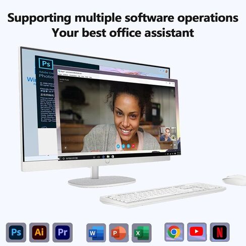 HP 21.5" FHD All-in-One Desktop Computer, Win 11 Pro, Webcam, WiFi6, FHD Anti-Glare Display, HDMI, Intel Celeron J4025 Processor, Business AIO, HDMI, Wired Keyboard & Mouse (32GB RAM + 1TB SSD) in Saudi Arabia