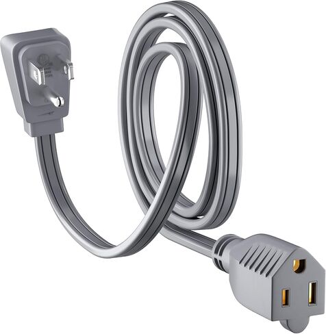 Elecan Appliance Power Extension سلك 4 أقدام رمادي ، 3 شق سلك شاق ، كابل منخفض الأرض ، SPT-3 ، 14 AWG 15A 125V 1875W لمكيف الهواء ، الثلاجة ووحدات AC الرئيسية المدرجة في 4 قدم in Saudi Arabia