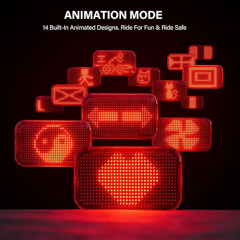 ضوء خلفي للدراجة متحرك ذكي مع تشغيل/إيقاف تلقائي لاستشعار الفرامل، رسوم متحركة وسرعة حية وبيلوتون 3 أوضاع، شاشة XL، ضوء دراجة خلفي، ضوء خلفي للدراجة قابل لإعادة الشحن لسلامة راكبي الدراجات على الطرق الحضرية in Kuwait