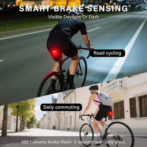 ضوء خلفي للدراجة متحرك ذكي مع تشغيل/إيقاف تلقائي لاستشعار الفرامل، رسوم متحركة وسرعة حية وبيلوتون 3 أوضاع، شاشة XL، ضوء دراجة خلفي، ضوء خلفي للدراجة قابل لإعادة الشحن لسلامة راكبي الدراجات على الطرق الحضرية in Kuwait