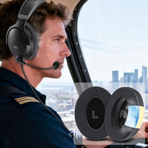 SOULWIT Cooling-Gel Replacement Ear Pads for Bose A30 Aviation Headset, Earpads Cushions with High-Density Noise Isolation Foam - Black in Kuwait