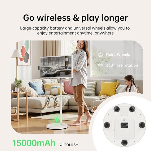 ApoloSign 32 inch UHD 4K Smart Portable TV Gen2, 16G +256G Storage, Android 16, 15000mAh, Rolling TV on Wheels with Rotatable Touch Screen, Built-in Battery, Full Swivel Rotation, Voice Remote in Saudi Arabia