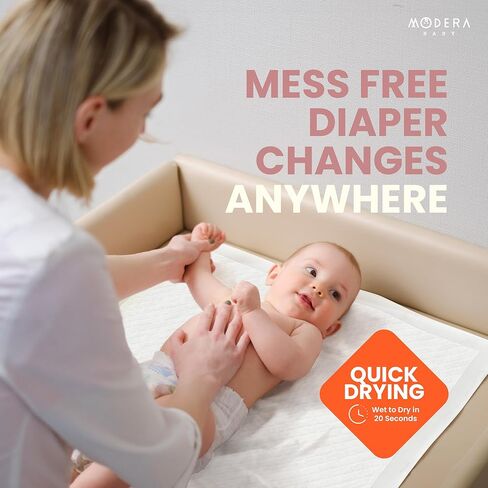 Organic Cotton Disposable Changing Pad Liners | Large 18x24 Hypoallergenic Ultra Absorbent & Waterproof Super Soft, Quilted Underpads for Baby Diaper Table & Travel, Leak Proof & Mess Free [50-Pack] in Kuwait