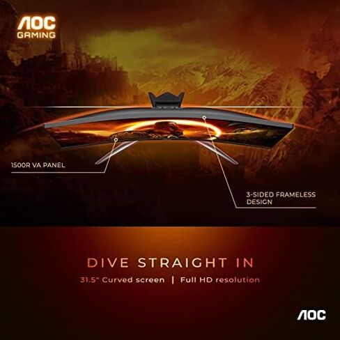 AOC C27G4H 27" Curved Gaming Monitor, FHD 1920x1080, 1500R, 200Hz Refresh Rate, 0.3ms Response Time, Height Adjustable, Black, Xbox PS5 Switch Compatible in Saudi Arabia