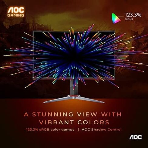 AOC C27G4H 27" Curved Gaming Monitor, FHD 1920x1080, 1500R, 200Hz Refresh Rate, 0.3ms Response Time, Height Adjustable, Black, Xbox PS5 Switch Compatible in Saudi Arabia