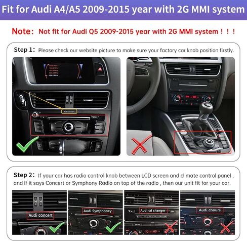 Road Top 8.9 Inch Car Radio Wireless CarPlay Touchscreen for Audi A5 2009-2015 Year with 2GMMI, Car Radio Stereo Multimedia Screen, Support Wireless Android Auto, Navigation, Mirrorlink in Kuwait