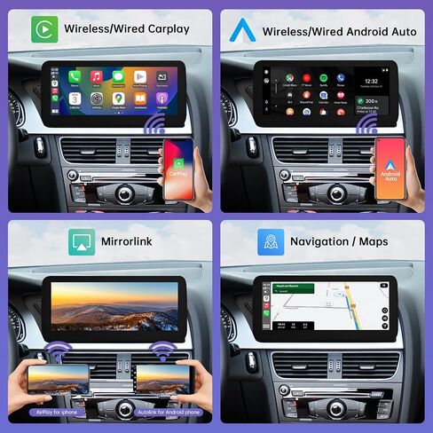 Road Top 8.9 Inch Car Radio Wireless CarPlay Touchscreen for Audi A5 2009-2015 Year with 2GMMI, Car Radio Stereo Multimedia Screen, Support Wireless Android Auto, Navigation, Mirrorlink in Kuwait