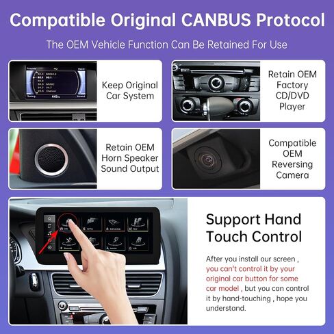 Road Top 8.9 Inch Car Radio Wireless CarPlay Touchscreen for Audi A5 2009-2015 Year with 2GMMI, Car Radio Stereo Multimedia Screen, Support Wireless Android Auto, Navigation, Mirrorlink in Kuwait