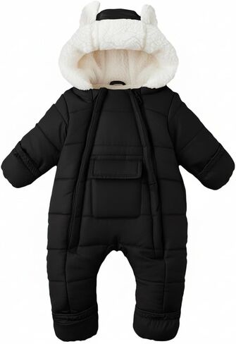 Baby Girls Boys Snowsuit Newborn Winter Clothes Jumpsuit Romper Infant Hooded Fleece Coat Jacket Outwear in Kuwait