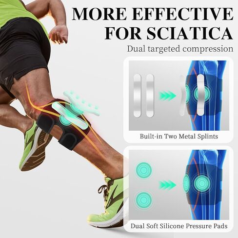 Sciatica Pain Relief Devices Brace, Sciatic Ease Nerve Brace with Dual Pressure Pads, Sciatica Knee Braces for Men Women Calf Support in Saudi Arabia