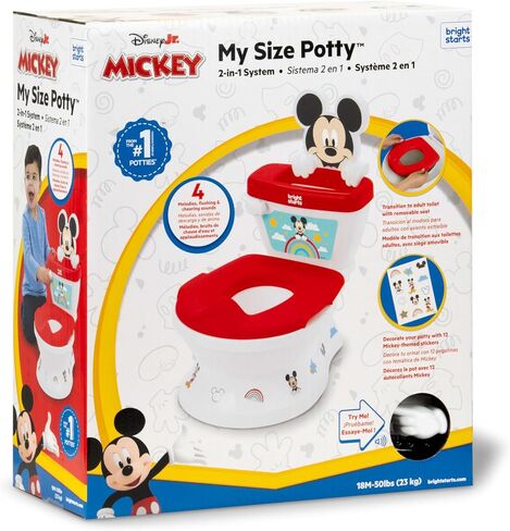 Disney Baby Stitch My Size Potty Training Toilet by Bright Starts, Toddler Potty Chair with Flushing & Cheering Sounds, Removable Seat with Splash Guard & Handles, Ages 18+ Months, Up to 50 lbs in Saudi Arabia