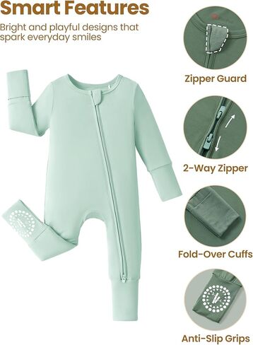 Patpat Baby Footies Boys Girls - Bamboo Viscose - Shipper & Non -Slip Romper Mitten - ملابس رضعية القدمين. in Kuwait