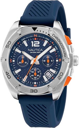Nautica Men's NAPTCS224 Tin Can Bay Grey/Blue/Blue Silicone Strap Watch in Saudi Arabia