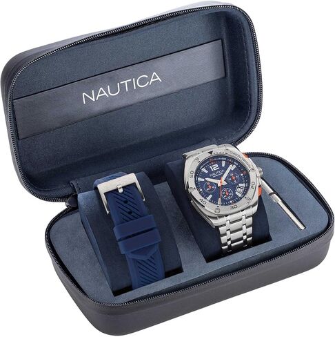 Nautica Men's NAPTCS224 Tin Can Bay Grey/Blue/Blue Silicone Strap Watch in Saudi Arabia