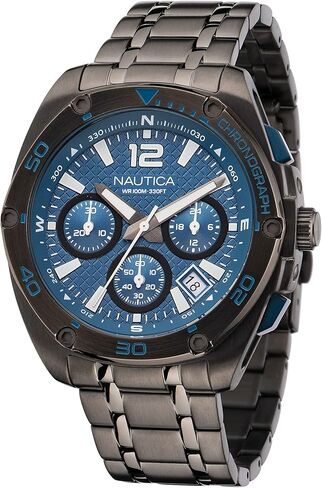 Nautica Men's NAPTCS224 Tin Can Bay Grey/Blue/Blue Silicone Strap Watch in Saudi Arabia