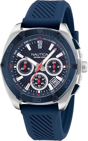 Nautica Men's NAPTCS224 Tin Can Bay Grey/Blue/Blue Silicone Strap Watch in Saudi Arabia