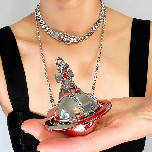 Saturn Necklace Butane Torch Lighter, Refillable Gas Adjustable Soft Flame Lighter, Vintage Sweater Necklace Charm, Suitable for Family and Friends Collection Decoration Gift(Silver) in Saudi Arabia