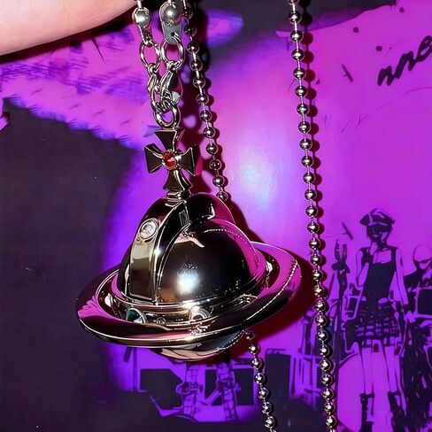 Saturn Necklace Butane Torch Lighter, Refillable Gas Adjustable Soft Flame Lighter, Vintage Sweater Necklace Charm, Suitable for Family and Friends Collection Decoration Gift(Silver) in Saudi Arabia