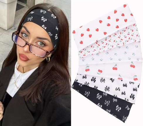 Leeven Women's Headbands for Short Hair Non Slip Elastic Floral Hairbands Soft Fabric Stripe Head Bands for Girls Heart Headbands in Kuwait