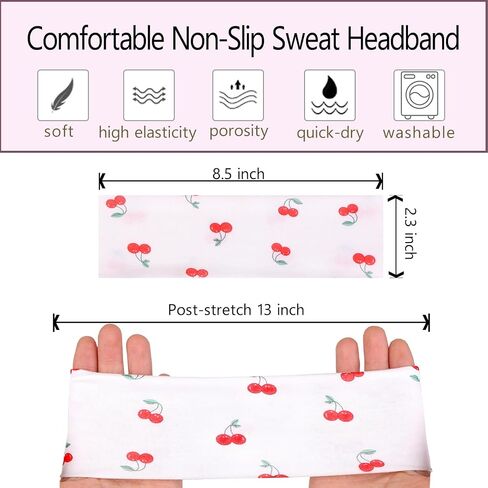 Leeven Women's Headbands for Short Hair Non Slip Elastic Floral Hairbands Soft Fabric Stripe Head Bands for Girls Heart Headbands in Kuwait