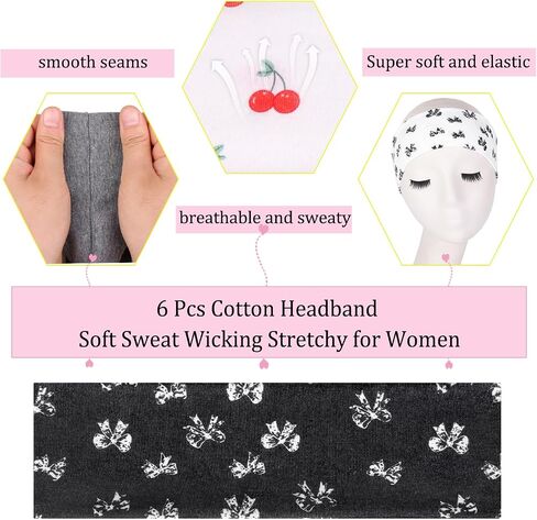 Leeven Women's Headbands for Short Hair Non Slip Elastic Floral Hairbands Soft Fabric Stripe Head Bands for Girls Heart Headbands in Kuwait