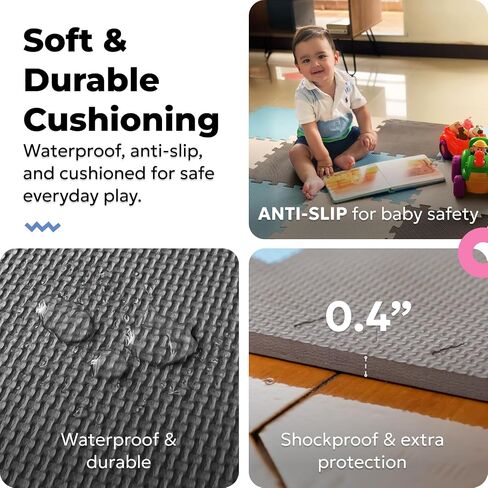 MioTetto Baby Play Mat, Soft Foam Floor Tiles for Kids. Adjustable Interlocking Foam Tiles, Fits with 50x50 Playpen Baby mat for Crawling & Development, Safe & Non-Toxic Playmat for Babies 6-12 Months in Kuwait