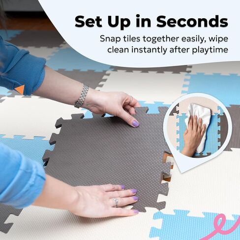 MioTetto Baby Play Mat, Soft Foam Floor Tiles for Kids. Adjustable Interlocking Foam Tiles, Fits with 50x50 Playpen Baby mat for Crawling & Development, Safe & Non-Toxic Playmat for Babies 6-12 Months in Kuwait