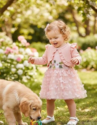 Renotemy Newborn Baby Girl Flower Dress Toddler Tutu Tulle Dress Princess Wedding Birthday Party Dresses for Girls 3M-3T in Saudi Arabia
