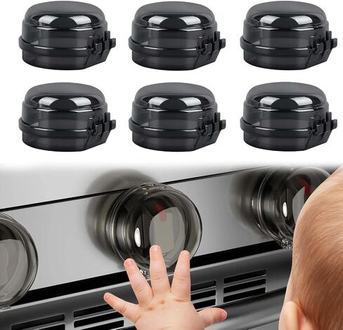 Gas Stove Knob Safety Covers: 6Pcs Child Proof Stove Covers, Non-Universal Baby Proof Oven knobs Locks for Only Height Under 1.65" - Transparent in Kuwait