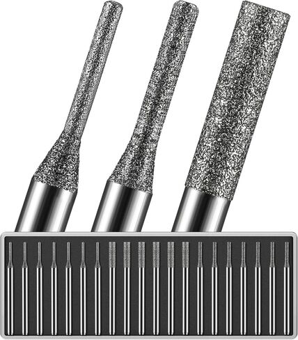 30Pcs Diamond Drilling Bits ø1mm/2mm/3mm 10 Each 1/8" Shank Compatible with Dremel Rotary Tools for Sea Glass Beach Stone Rock Shell Ceramic Porcelain Jewelry Making Drilling Cutting Grinding in Kuwait