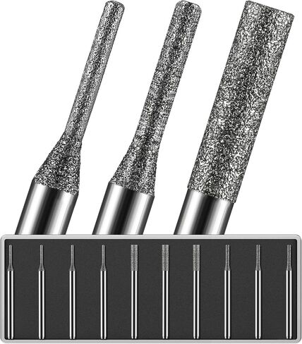 30Pcs Diamond Drilling Bits ø1mm/2mm/3mm 10 Each 1/8" Shank Compatible with Dremel Rotary Tools for Sea Glass Beach Stone Rock Shell Ceramic Porcelain Jewelry Making Drilling Cutting Grinding in Kuwait