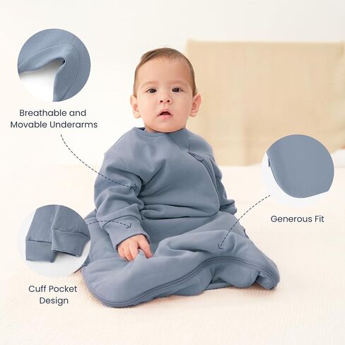 Unisex Sleeping Bag for Toddlers 3.5 Tog Sleep Sack 0-6 Months, Long Sleeve Sleep Sack, Wearable Blanket, One Piece with Sleeves, Gifts in Kuwait