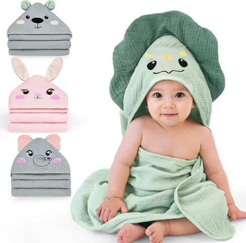 مناشف الأطفال المغطاة بالغطاءات في Fiobee 100 ٪ من مناشف حمام الأطفال الشاشية للأطفال حديثي الولادة مع تصميم الحيوانات الأساسيات الفائقة والاستحمام الوصية للأطفال الصغار والجنسين الفتاة 30 × 30 بوصة ، دب رمادي in Kuwait