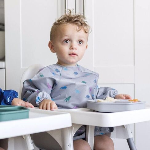 Tiny Twinkle Mess Proof Baby Bib ، Bib Smock Baby Bib للأكل ، مريلة طويلة الأكمام قابلة للغسل ، فطام LED LED ، المريلة الصغيرة ، مستلزمات BLW (ديناصور ، 6-24 شهرًا) in Kuwait