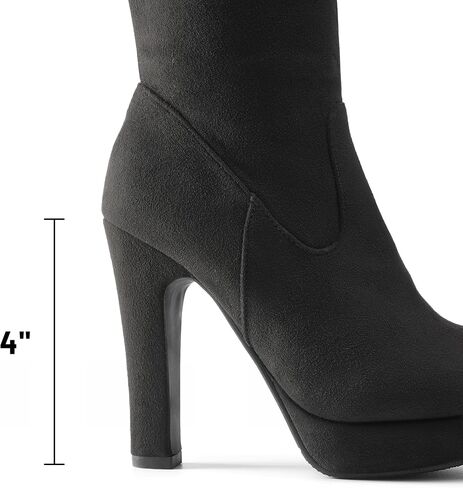 أحذية DREAM PAIRS النسائية HIGHPLAT ذات الفخذ المكتنز والكعب العالي فوق الركبة | حذاء بكعب عالٍ مكتنز فوق الركبة لقضاء عطلة حفل الزفاف in Kuwait