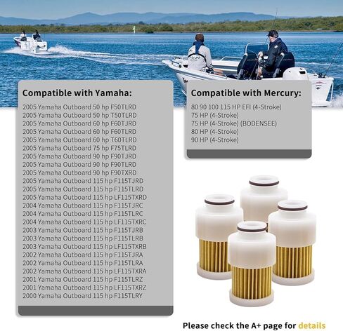 4 Pack 68V-24563-00-00 Fuel Filter 4 Stroke Outboard 18-7979 Compatible with Yamaha 50HP 60HP 75HP 90HP 115HP, Compatible with Mercury 881540 Sierra 18-7979 in Saudi Arabia
