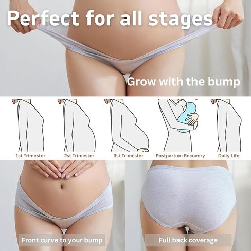 X Element | Maternity Underwear Cotton Postpartum Panties V-Front Under the Bump 5/Pk Multi Color in Kuwait