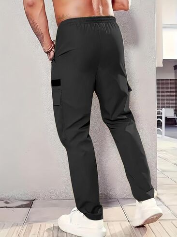 Men's Lightweight Hiking Cargo Pants Quick Dry Casual Travel Sweatpants Joggers Elastic Waist Multiple Pockets in Saudi Arabia