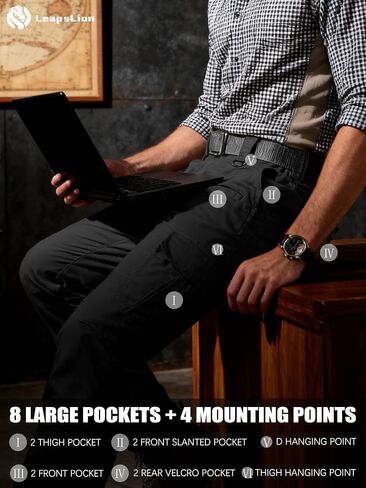 Men's Tactical Pants Water Resistant Ripstop Cargo Pants Outdoor Lightweight EDC Hiking Work Construction Pants in Saudi Arabia