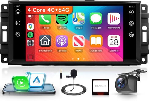4G+64G Android Car Stereo لجيب Wrangler JK 2007-2018 Dodge RAM 1500 2008-2012 مع Carplay Android Auto ، 7 بوصات GPS Navigation WiFi SWC Bluetooth مع كاميرا احتياطية in Kuwait