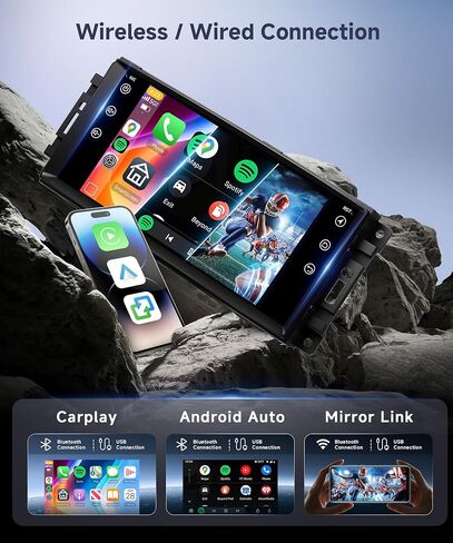 4G+64G Android Car Stereo لجيب Wrangler JK 2007-2018 Dodge RAM 1500 2008-2012 مع Carplay Android Auto ، 7 بوصات GPS Navigation WiFi SWC Bluetooth مع كاميرا احتياطية in Kuwait