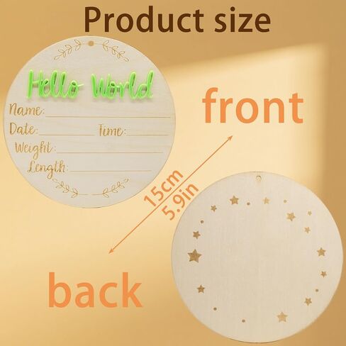 علامة إعلان الطفل ، علامات Wooden Hello World World Round 5.9 بوصة ، وعلامة إعلان الولادة: مزودة بوسادة الحبر ، يمكن للأقدام على أقدام لدعم المستشفى هدية حضانة المستشفى in Kuwait