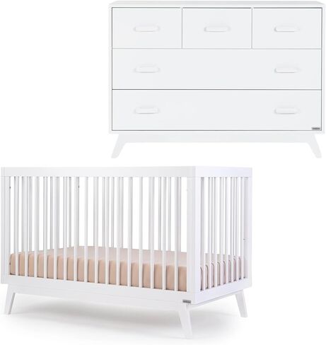 dadada Soho Baby Nursery Furniture Set. Baby Crib and Dresser Set Combo. Soho 3 in 1 Convertible Crib and Matching 5 Drawer Dresser. Walnut Beechwood in Kuwait