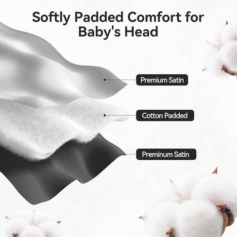 Satin Carseat Head Cover for Baby Silk Head Car Seat Cover for Babies Protection Soft Sleeping Hair Headrest Protector 2pcs Black and Silver for Boys Girls Infant in Kuwait
