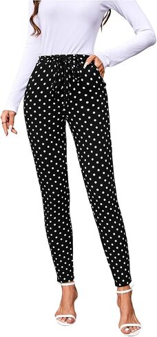 WDIRARA Women's Stretchy Plaid Print Pants Soft Skinny Regular Fashion Leggings in Kuwait